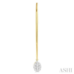 1/2 Ctw Oval Shape Dangler Lovebright Round Cut Diamond Earring in 14K Yellow and White Gold