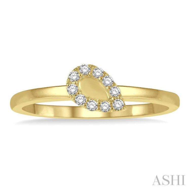 1/10 Ctw Pear Mount Round Cut Diamond Stack Band in 14K Yellow Gold