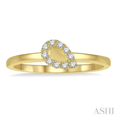 1/10 Ctw Pear Mount Round Cut Diamond Stack Band in 14K Yellow Gold