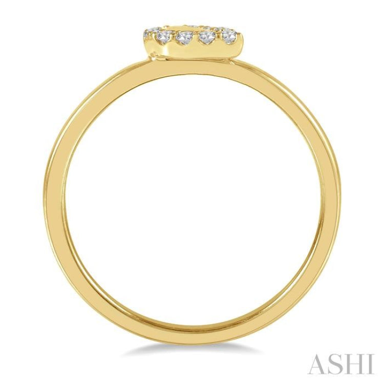 1/10 Ctw Pear Mount Round Cut Diamond Stack Band in 14K Yellow Gold