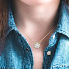 1/2 Ctw Circular Round Cut Diamond Lovebright Pendant With Chain in 14K Yellow and White Gold