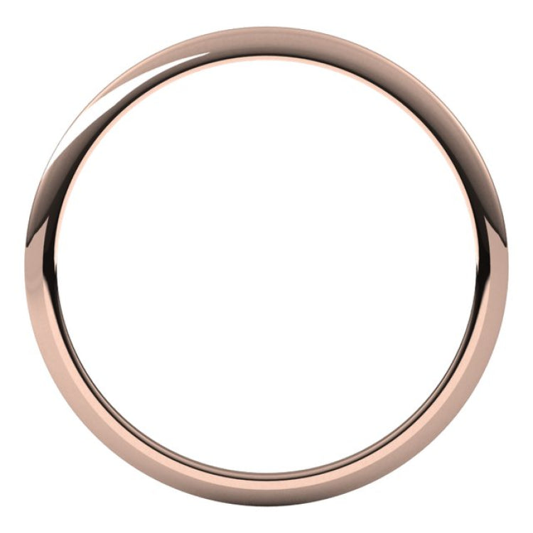 14K Rose Gold 1 mm Half Round Band Size 6.5