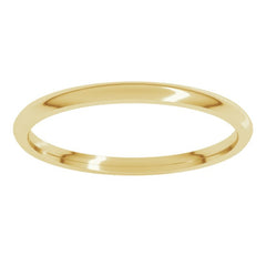 18K Yellow Gold 1.5 mm Lightweight Comfort-Fit Half Round Band Size 6.5
