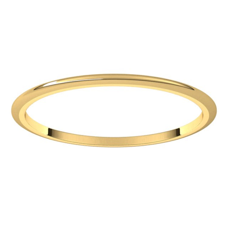 14K Yellow Gold 1 mm Half Round Band Size 8