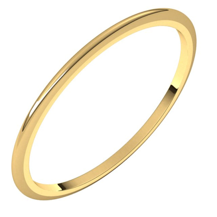 14K Yellow Gold 1 mm Half Round Band Size 3.5
