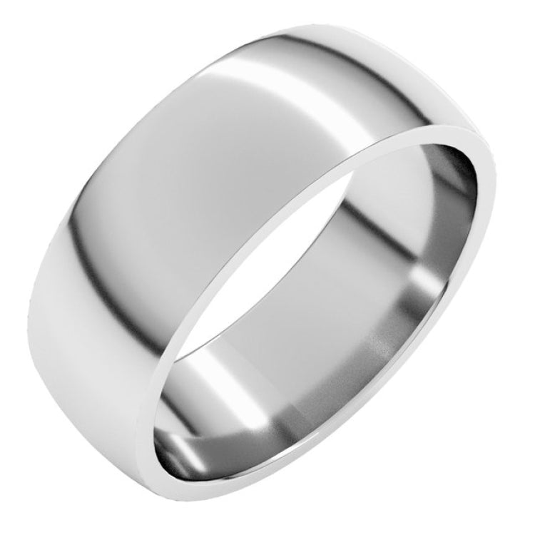 Sterling Silver 7 mm Lightweight Comfort-Fit Half Round Band Size 10