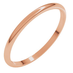 14K Rose Gold 1.5 mm Lightweight Half Round Band Size 7