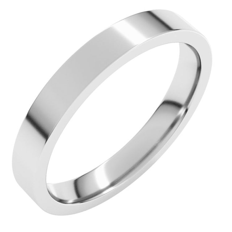 14K White Gold 3 mm Flat Comfort Fit Light Band Size 6.5