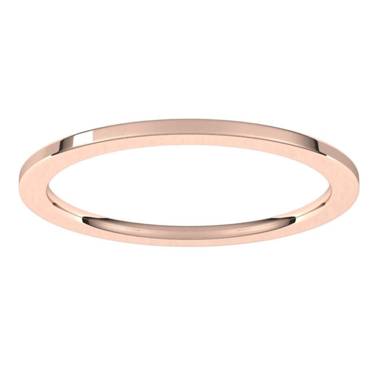 14K Rose Gold 1 mm Comfort-Fit Flat Band Size 8
