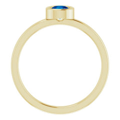 14K Yellow Gold 4.5 mm Lab-Grown Blue Sapphire Ring