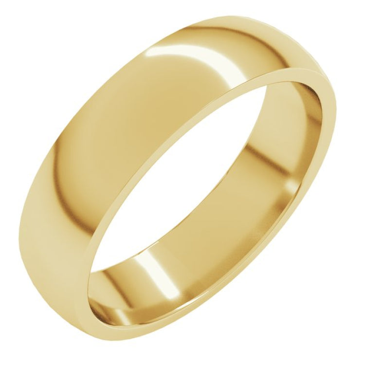 14K Yellow Gold 5 mm Lightweight Comfort-Fit Half Round Band Size 12