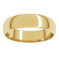 14K Yellow Gold 5 mm Lightweight Half Round Band Size 6