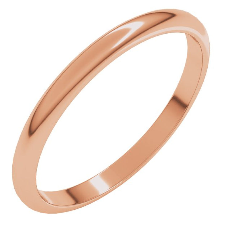 14K Rose Gold 2 mm Half Round Band Size 7