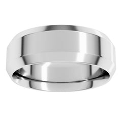 14K White Gold 7 mm Beveled-Edge Comfort-Fit Flat Band Size 10.5