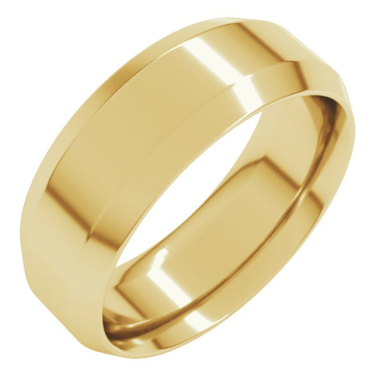 14K Yellow Gold 7 mm Beveled-Edge Comfort-Fit Flat Band Size 10.5
