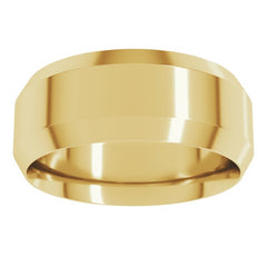 14K Yellow Gold 8 mm Beveled-Edge Comfort-Fit Flat Band Size 10.5
