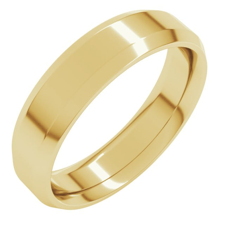 14K Yellow Gold 5 mm Beveled-Edge Comfort-Fit Flat Band Size 12.5