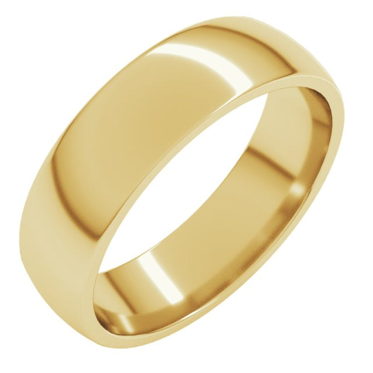 14K Yellow Gold 5.5 mm Lightweight Comfort-Fit Half Round Band Size 9