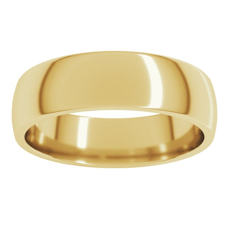 14K Yellow Gold 5.5 mm Lightweight Comfort-Fit Half Round Band Size 9