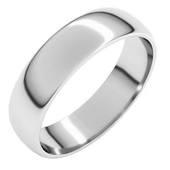 14K White Gold 5 mm Lightweight Half Round Band Size 10.5