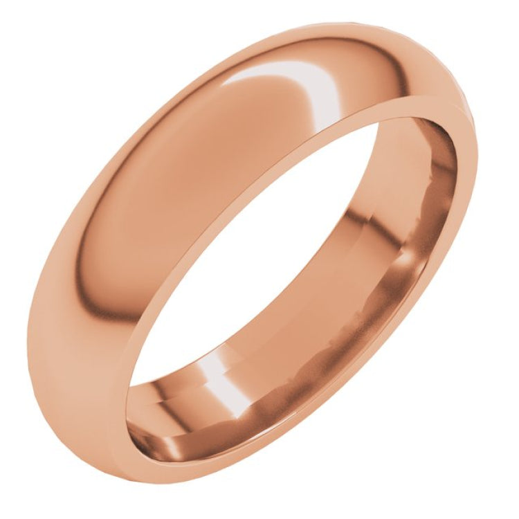 14K Rose Gold 5 mm Comfort-Fit Half Round Band Size 6.5