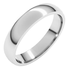 14K White Gold 4 mm Lightweight Comfort-Fit Half Round Band Size 9.5