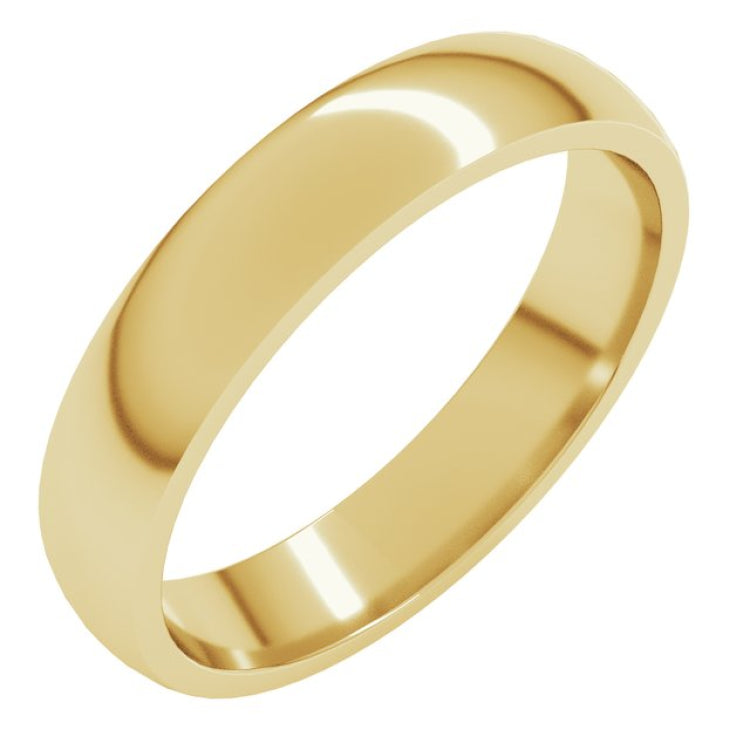 18K Yellow Gold 4 mm Lightweight Comfort-Fit Half Round Band Size 9.5