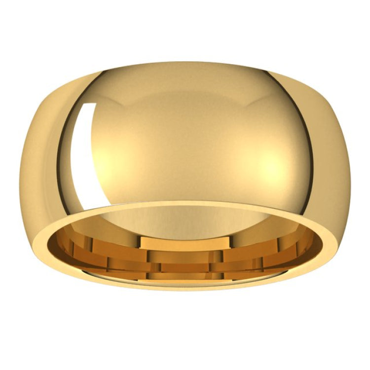 14K Yellow Gold 9 mm Comfort-Fit Half Round Band Size 12