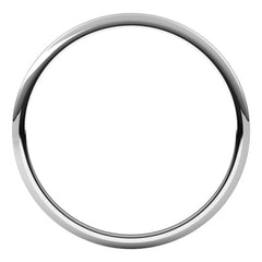 14K White Gold 1 mm Lightweight Half Round Band Size 5.5