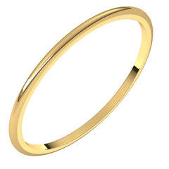 14K Yellow Gold 1 mm Lightweight Half Round Band Size 7.5