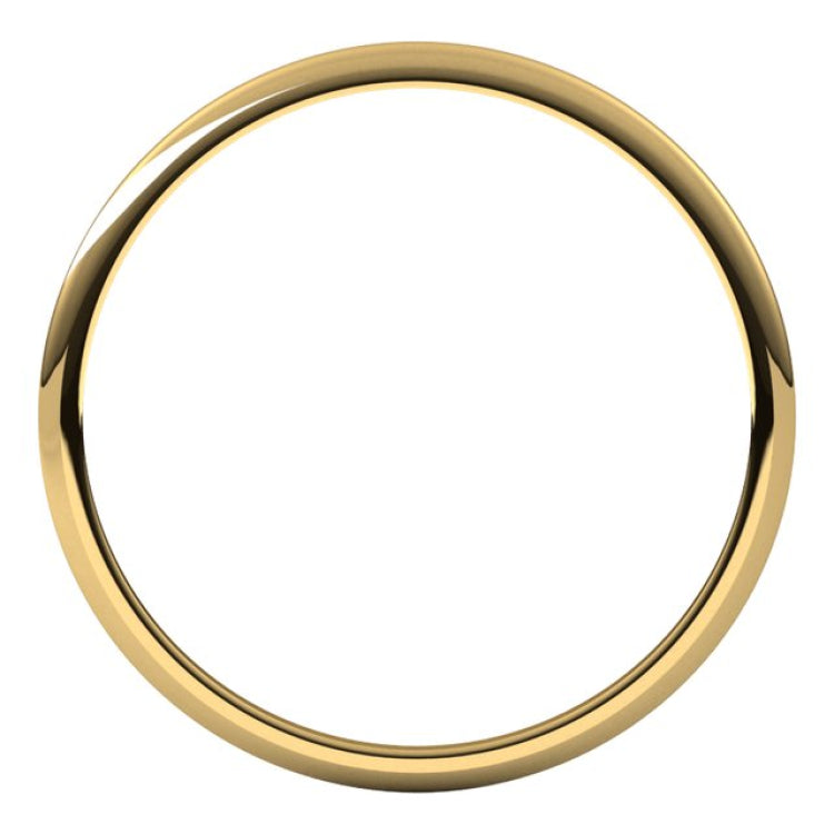 14K Yellow Gold 1 mm Lightweight Half Round Band Size 7.5