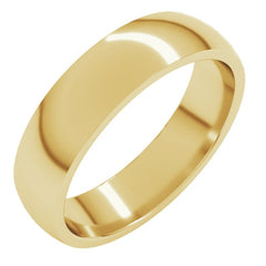 14K Yellow Gold 5 mm Lightweight Comfort-Fit Half Round Band Size 16.5
