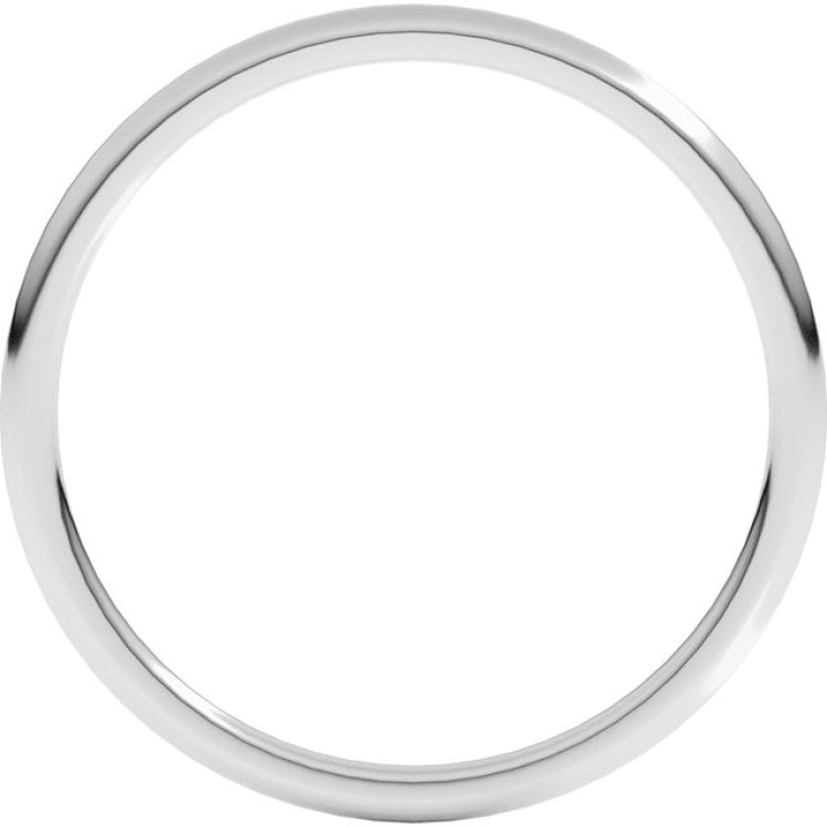 Platinum 1 mm Lightweight Comfort-Fit Half Round Band Size 6