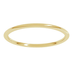 14K Yellow Gold 1 mm Lightweight Comfort-Fit Half Round Band Size 7.5