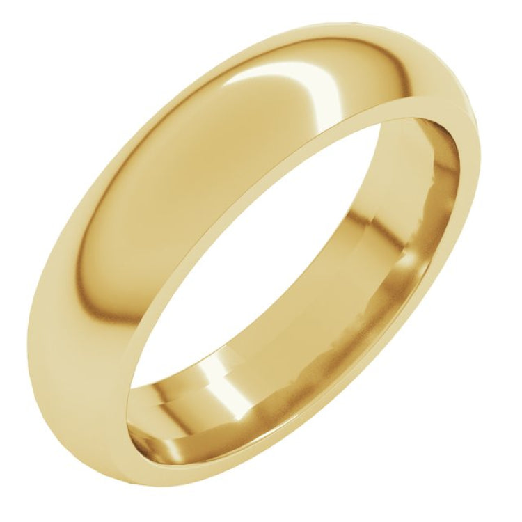10K Yellow Gold 5 mm Comfort-Fit Half Round Band Size 11.5