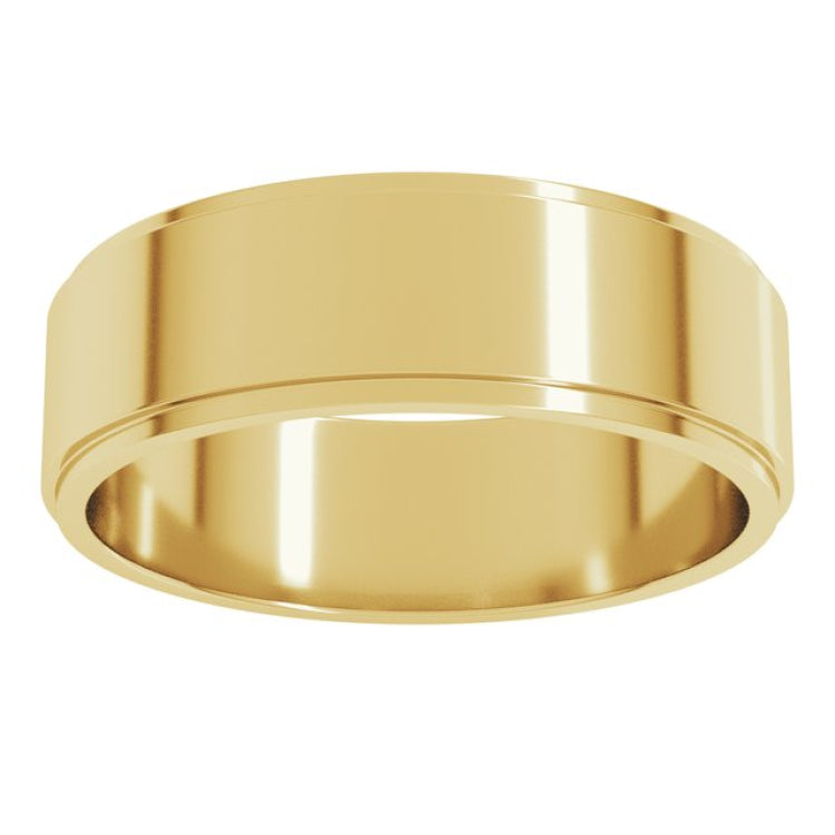 14K Yellow Gold 6 mm Stepped-Edge Flat Band Size 11.5
