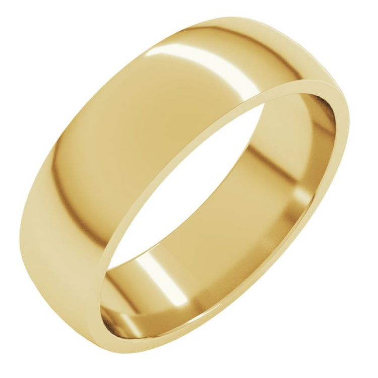 14K Yellow Gold 6 mm Lightweight Comfort-Fit Half Round Band Size 7.5