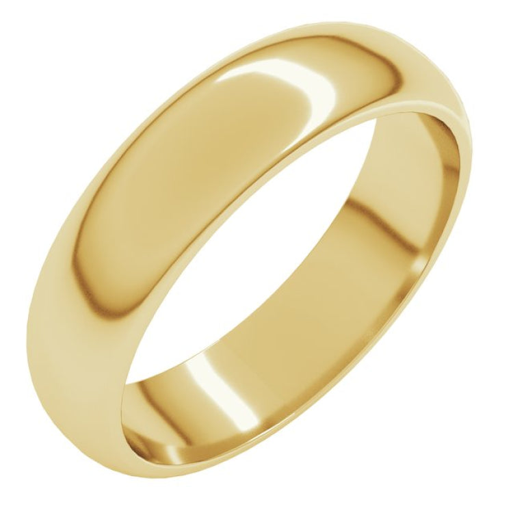 14K Yellow Gold 5 mm Half Round Band Size 9.5
