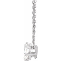 14K White Gold 1/2 CT Lab-Grown Diamond Solitaire 16-18" Necklace