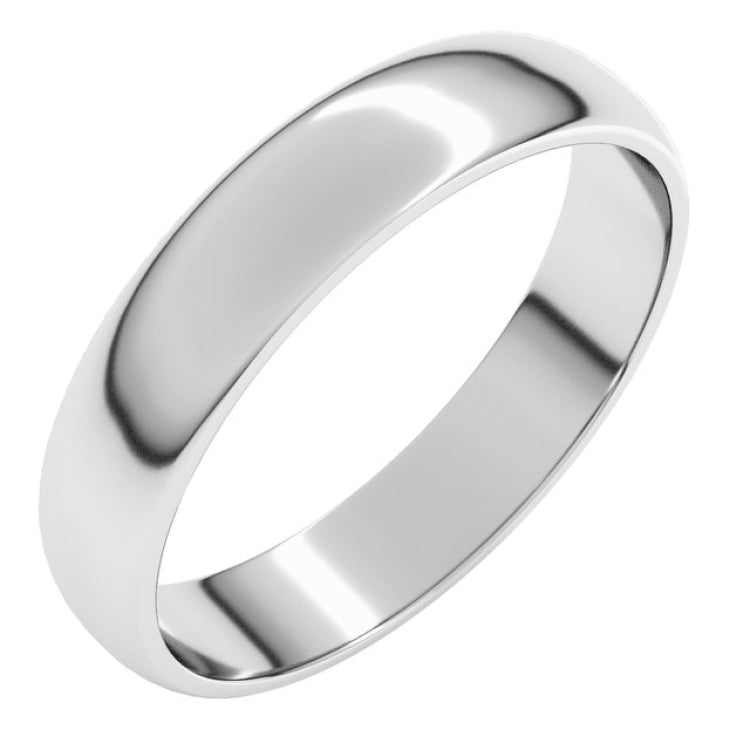 10K White Gold 4 mm Lightweight Half Round Band Size 11