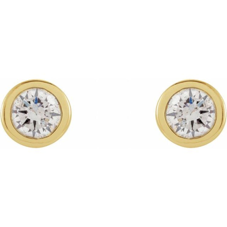14K Yellow Gold .05 CTW Natural Diamond Micro Bezel-Set Earrings
