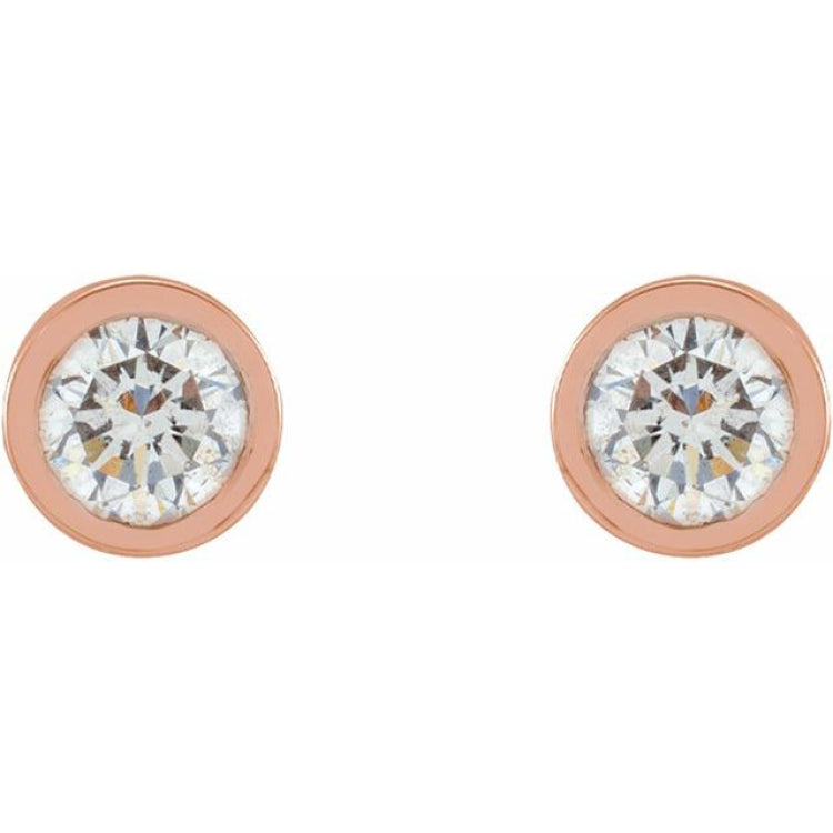 14K Rose Gold 1/10 CTW Natural Diamond Micro Bezel-Set Earrings