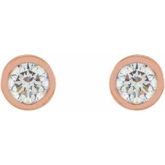 14K Rose Gold 1/10 CTW Natural Diamond Micro Bezel-Set Earrings