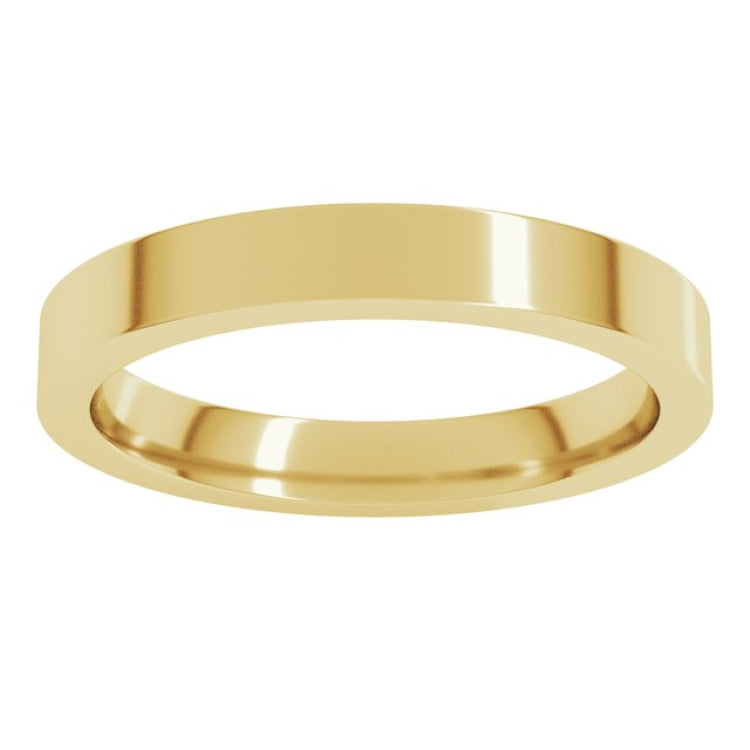 14K Yellow Gold 3 mm Comfort-Fit Flat Band Size 3.5