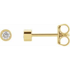 14K Yellow Gold .05 CT Natural Diamond Micro Bezel-Set Stud Earring