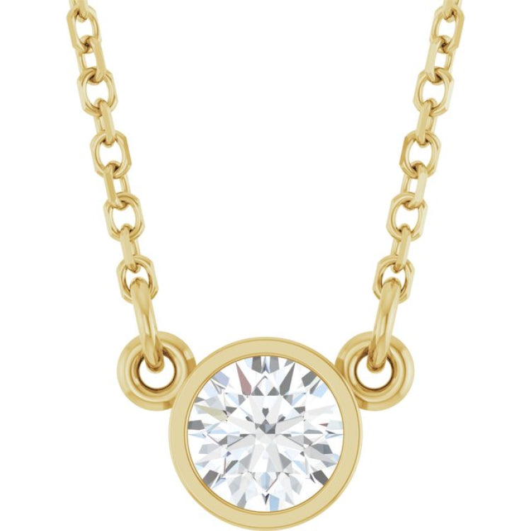 14K Yellow Gold Stuller Lab-Grown Moissanite Solitaire 18" Necklace