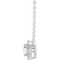 Sterling Silver Lab-Grown White Opal & .04 CTW Natural Diamond Halo-Style 18" Necklace