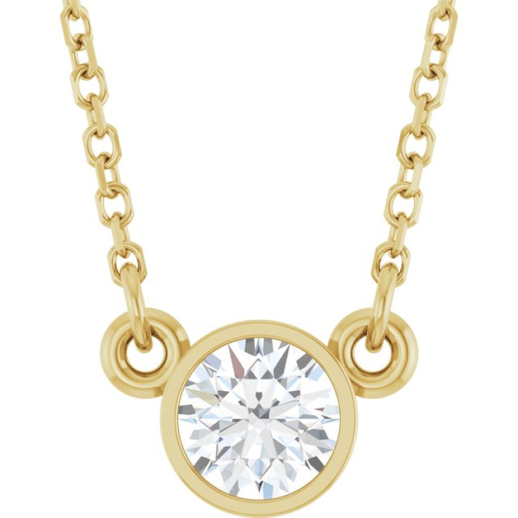 14K Yellow Gold 1/3 CT Natural Diamond Solitaire 18" Necklace