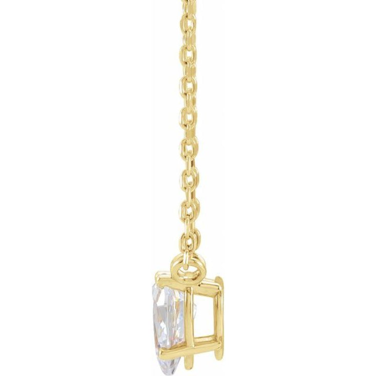 14K Yellow Gold 1/3 CT Natural Diamond Solitaire 16-18" Necklace