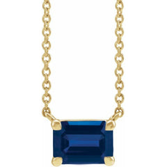 14K Yellow Gold Lab-Grown Blue Sapphire 18" Necklace